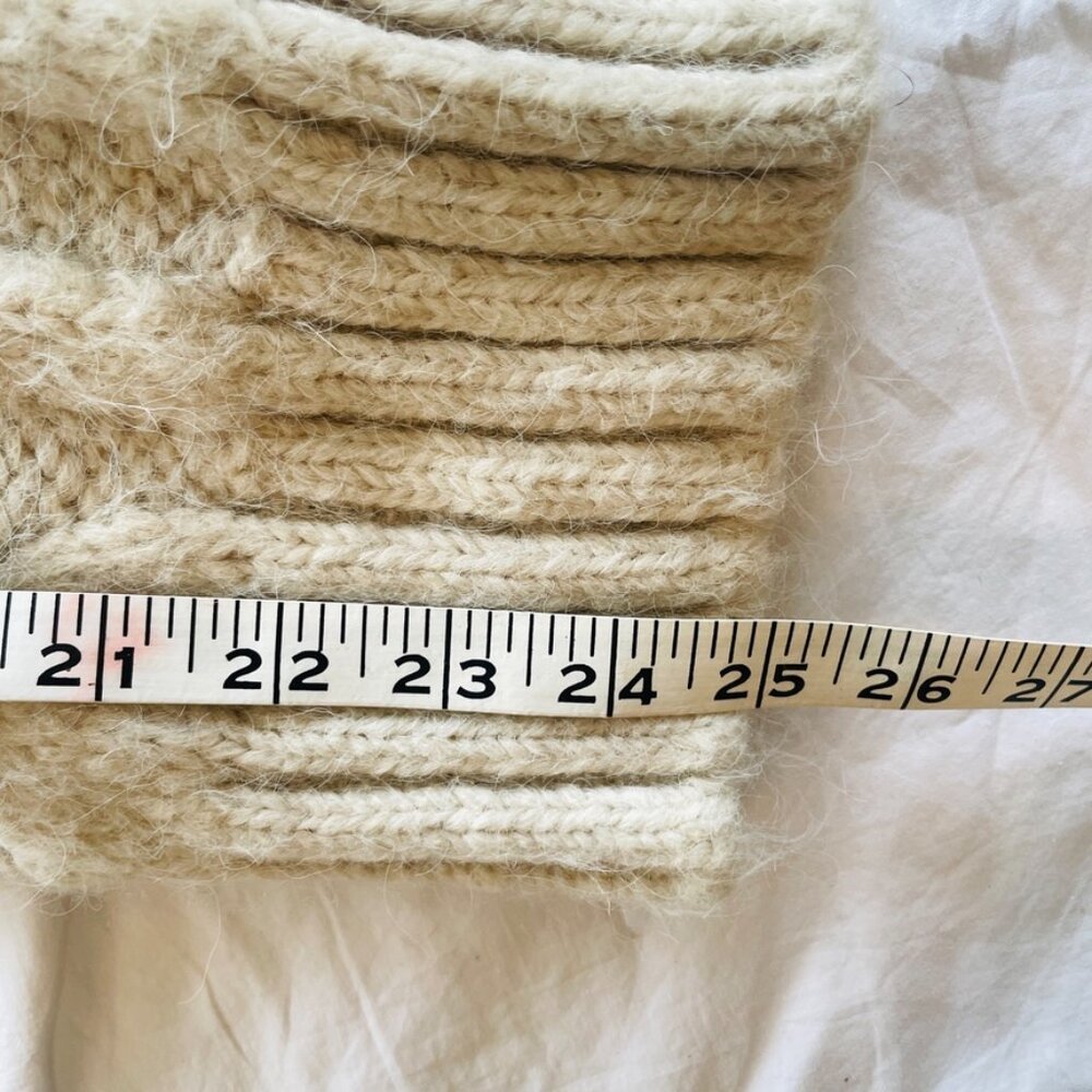 Zara NEW Cream Cable Knit Wool Arm Warmer/Cropped Sweater with Hood - Picture 16 of 16
